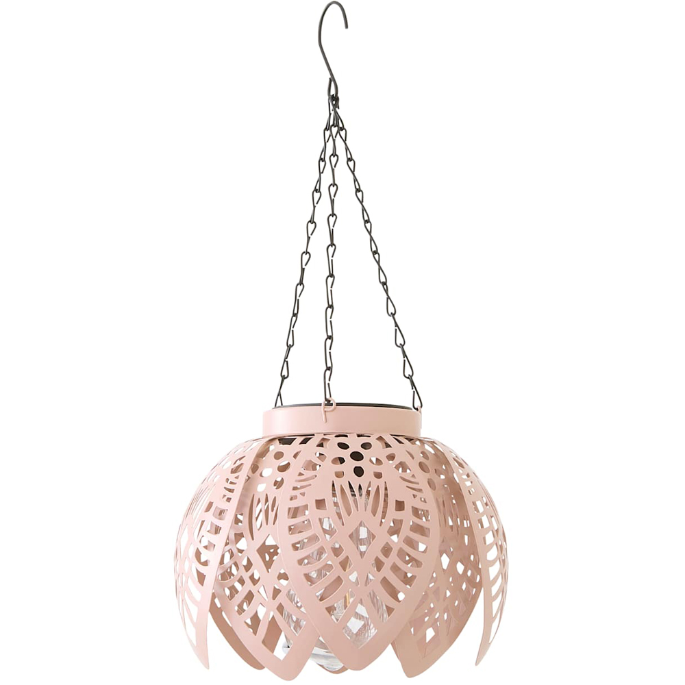 ValueLights Blush Pink Artichoke Solar LED Hanging Outdoor Lantern Light Image 1