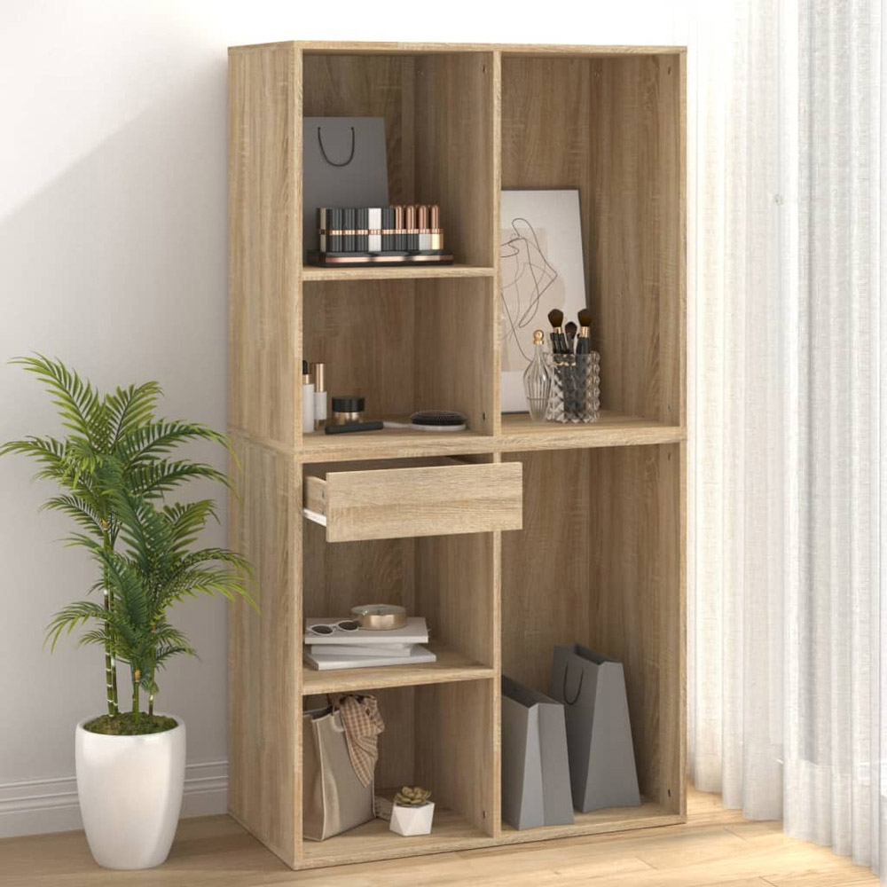 vidaXL Single Drawer 3 Shelf Sonoma Oak Cosmetic Cabinet Image 4
