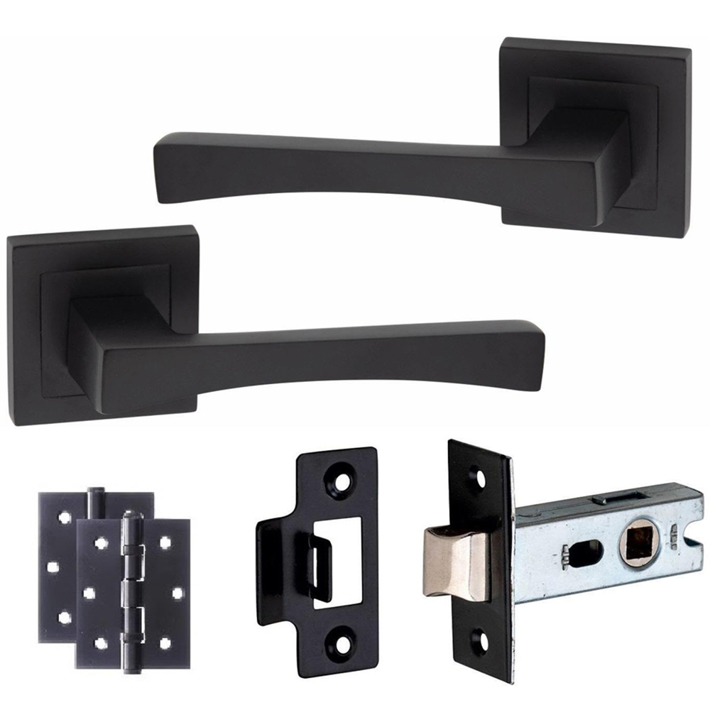 Golden Grace Matt Black Wave Door Handle Set Image 1