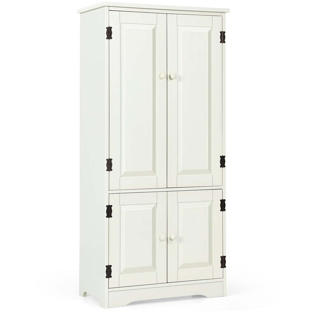 Costway 4 Door White Antique Storage Cabinet Image 2
