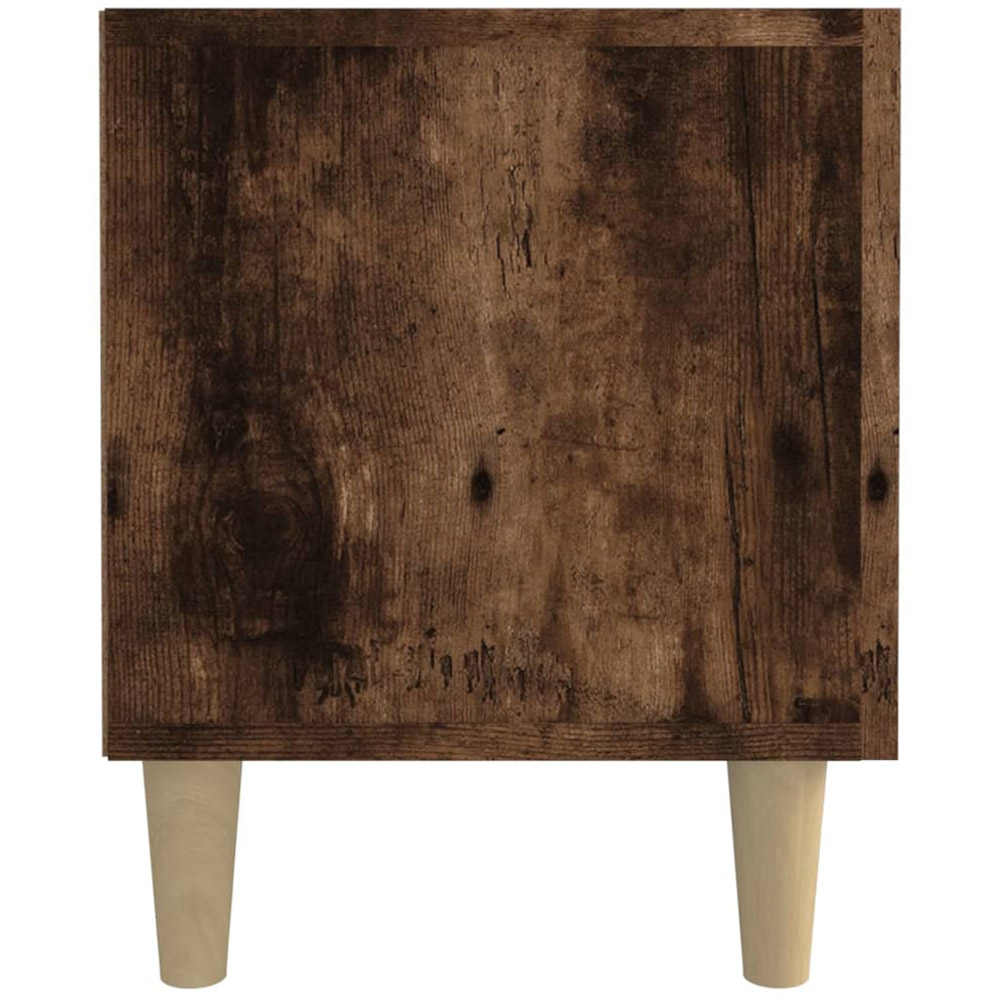 vidaXL 4 Door 2 Open Shelf Smoked Oak TV Cabinet with Wooden Legs Image 8
