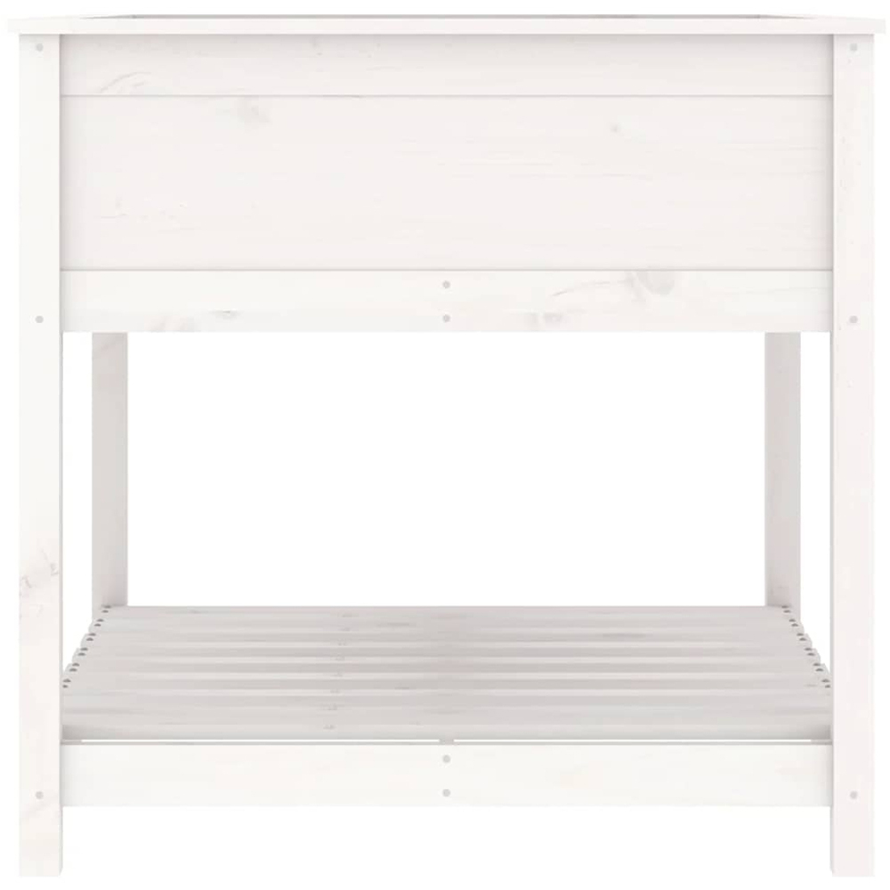 vidaXL White Solid Pine Wood Garden Planter with Shelf 81 x 82.5 x 82.5cm Image 5