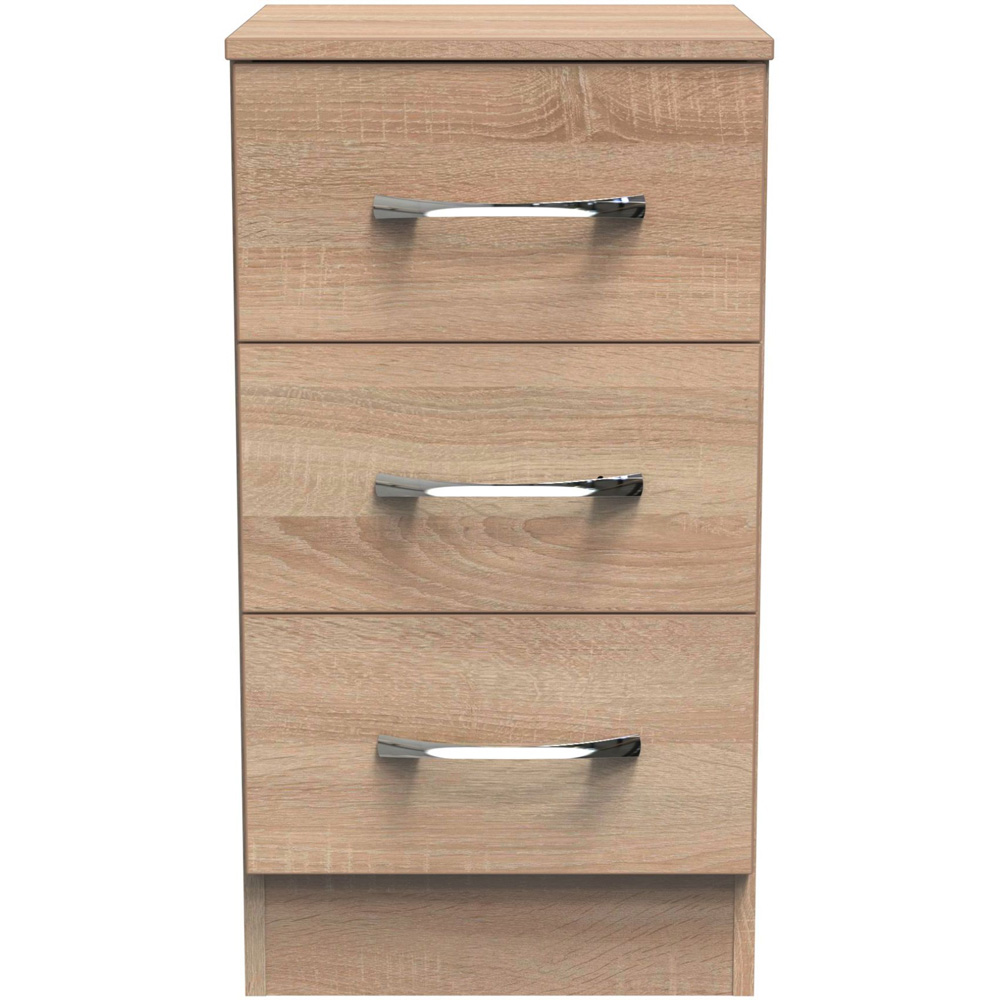 Crowndale Avin 3 Drawer Bardolino Oak Bedside Cabinet Image 3