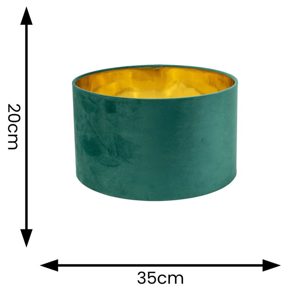 ValueLights Reni Green Velvet and Gold Inner Drum Ceiling Lamp Shade 35cm Image 4