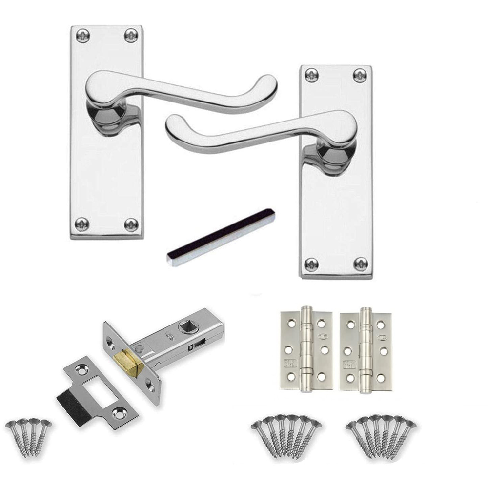 Golden Grace Polished Chrome Victorian Scroll Door Handle Set 6 Pack Image 3