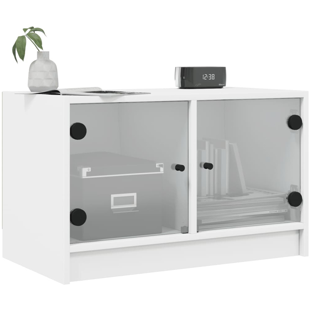 vidaXL 2 Glass Door White TV Cabinet Image 3
