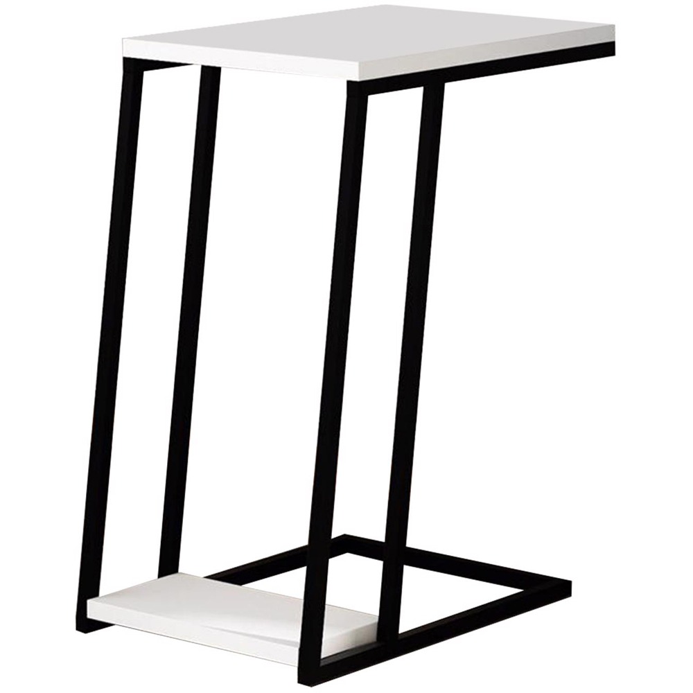 FWStyle Pal 2-Tier White Metal L Shaped Sofa End Table Image 4
