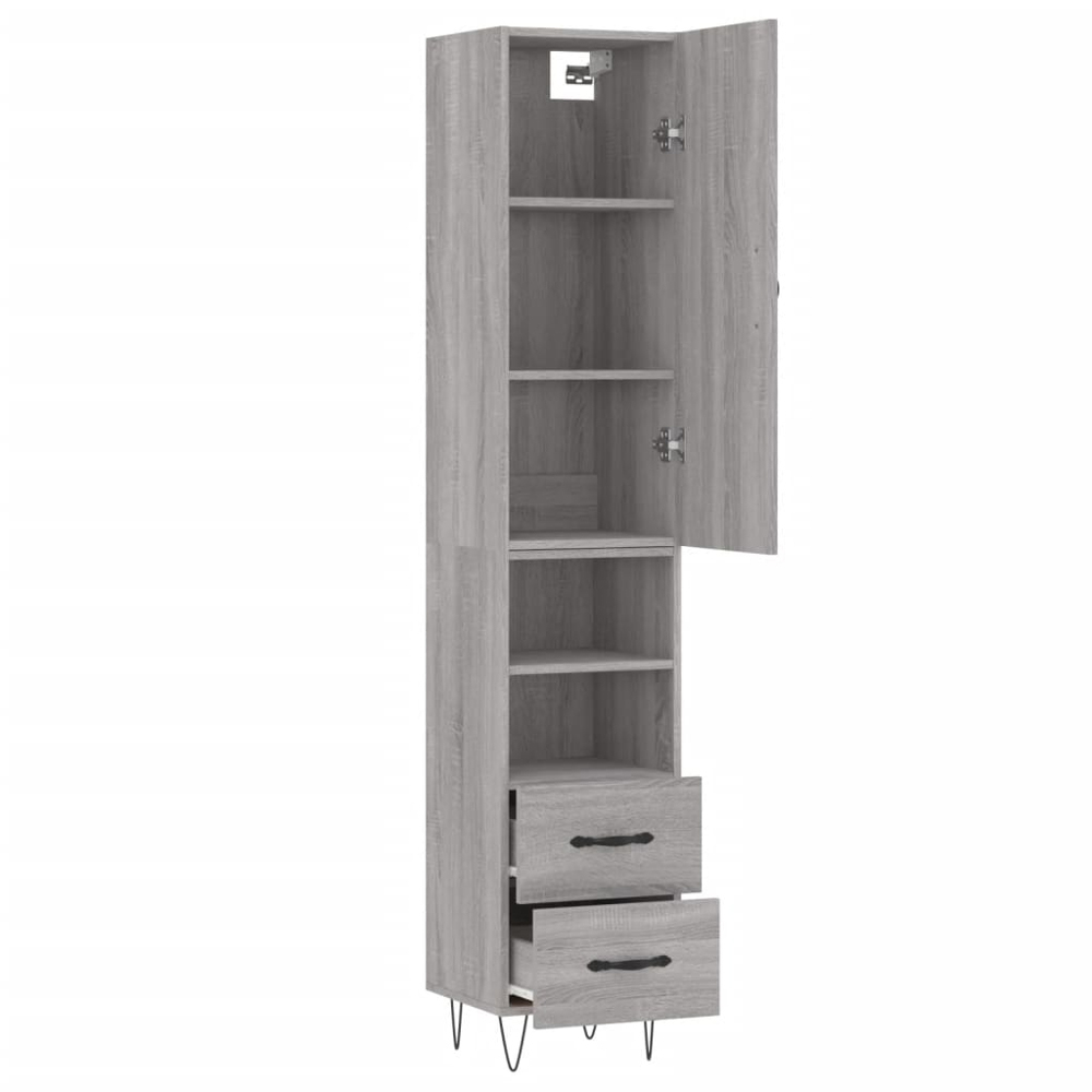 vidaXL Single Door 2 Drawer 2 Shelf Grey Sonoma Highboard Image 4
