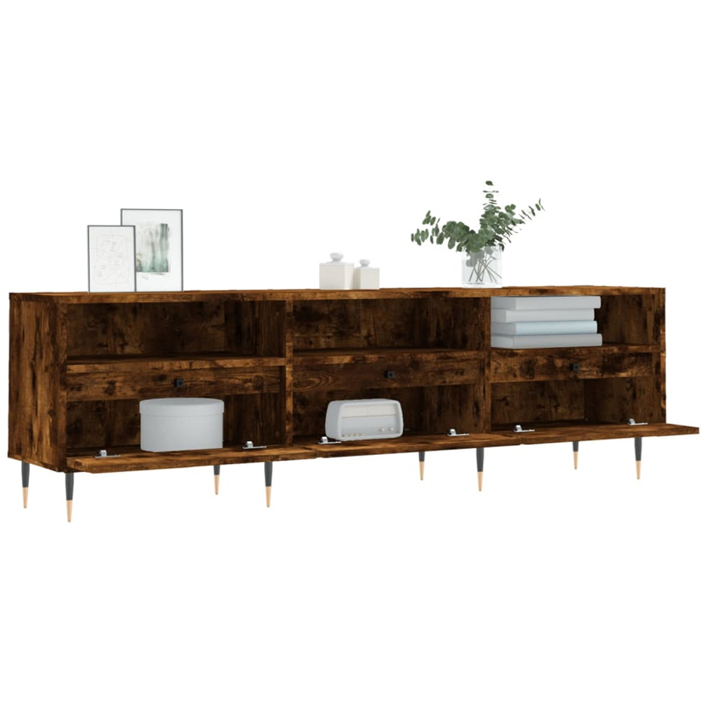 vidaXL 3 Door 3 Shelf Smoked Oak TV Cabinet Image 4