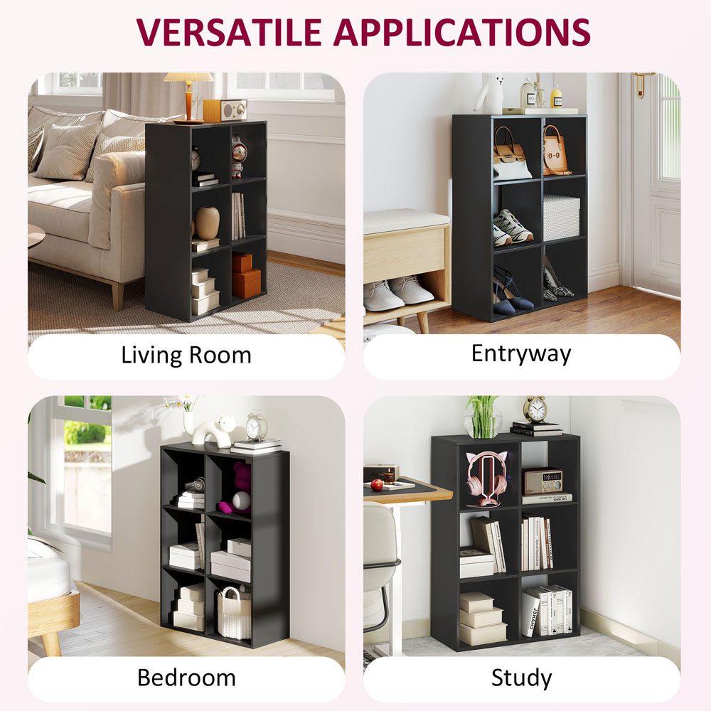 HOMCOM 6 Cube Black Bookshelf Image 6
