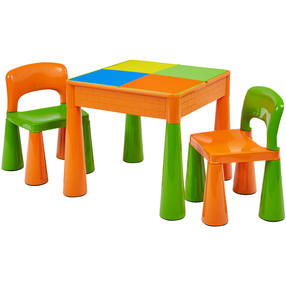 Liberty House Toys Orange-Green Kids 5-in-1 Activity Table and Chairs Image 5