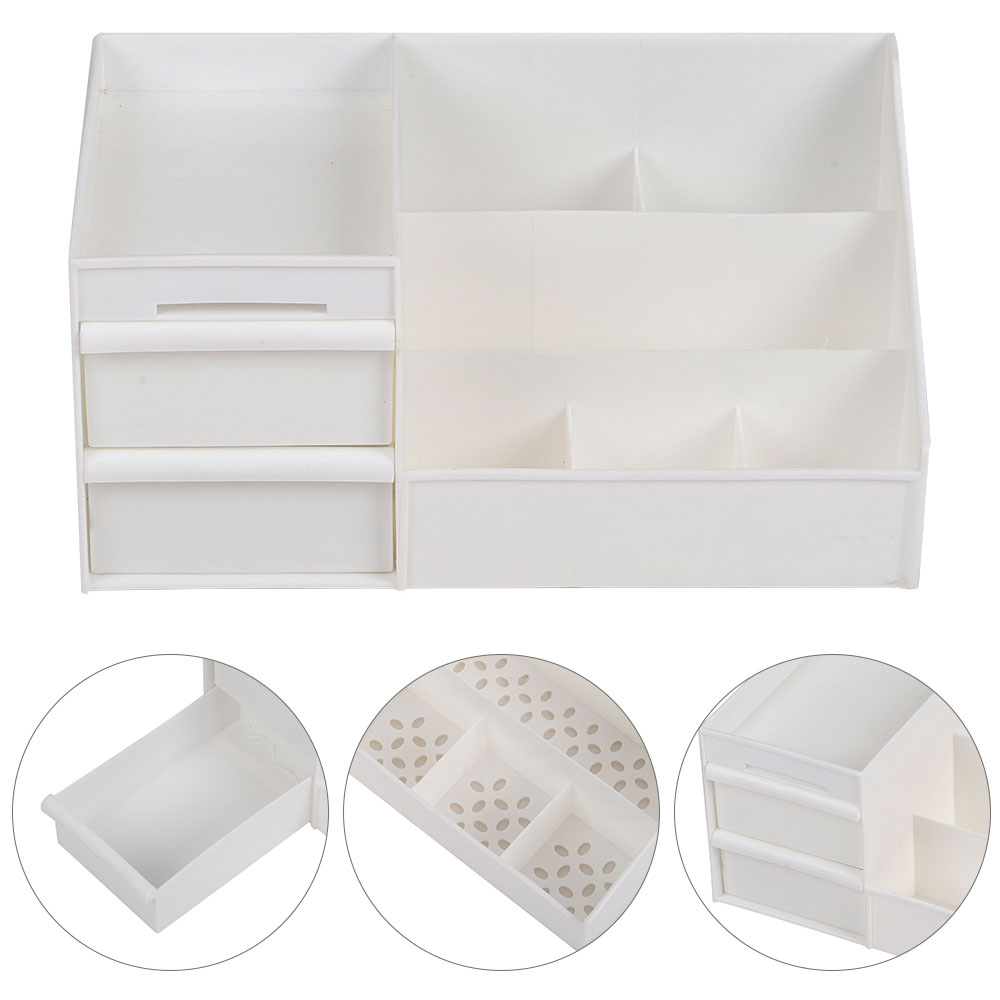 Living and Home Medium White Makeup Organiser with 2 Drawers Image 5