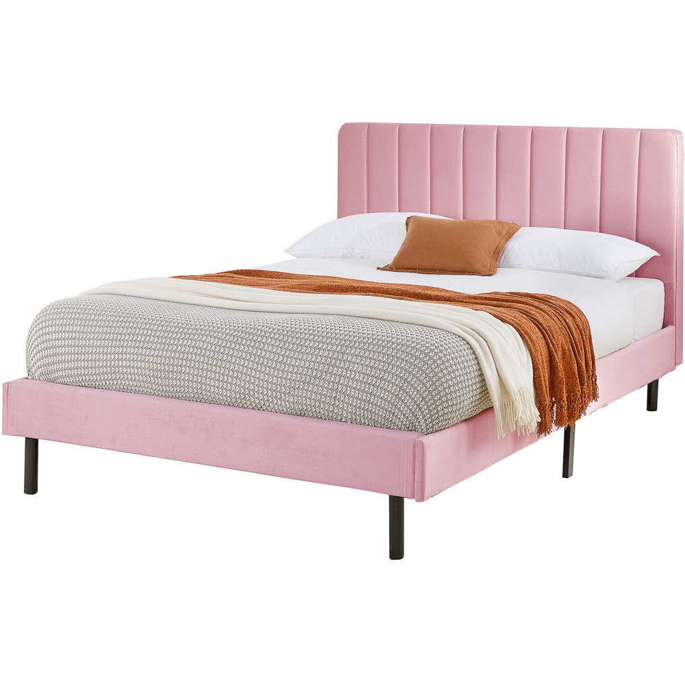 Aspire Furniture Rosella King Size Pink Plush Velvet Bed Frame Image 2