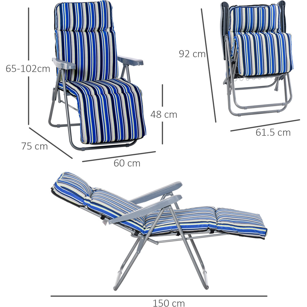 Outsunny Set of 2 Blue and White Adjustable Sun Lounger Image 7