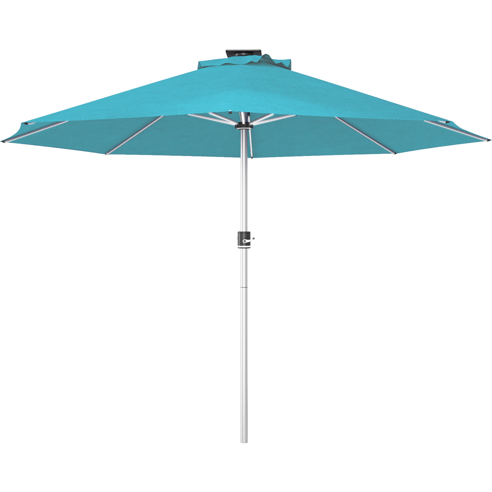 Outsunny Blue Solar LED Umbrella Parasol 3m Image 1
