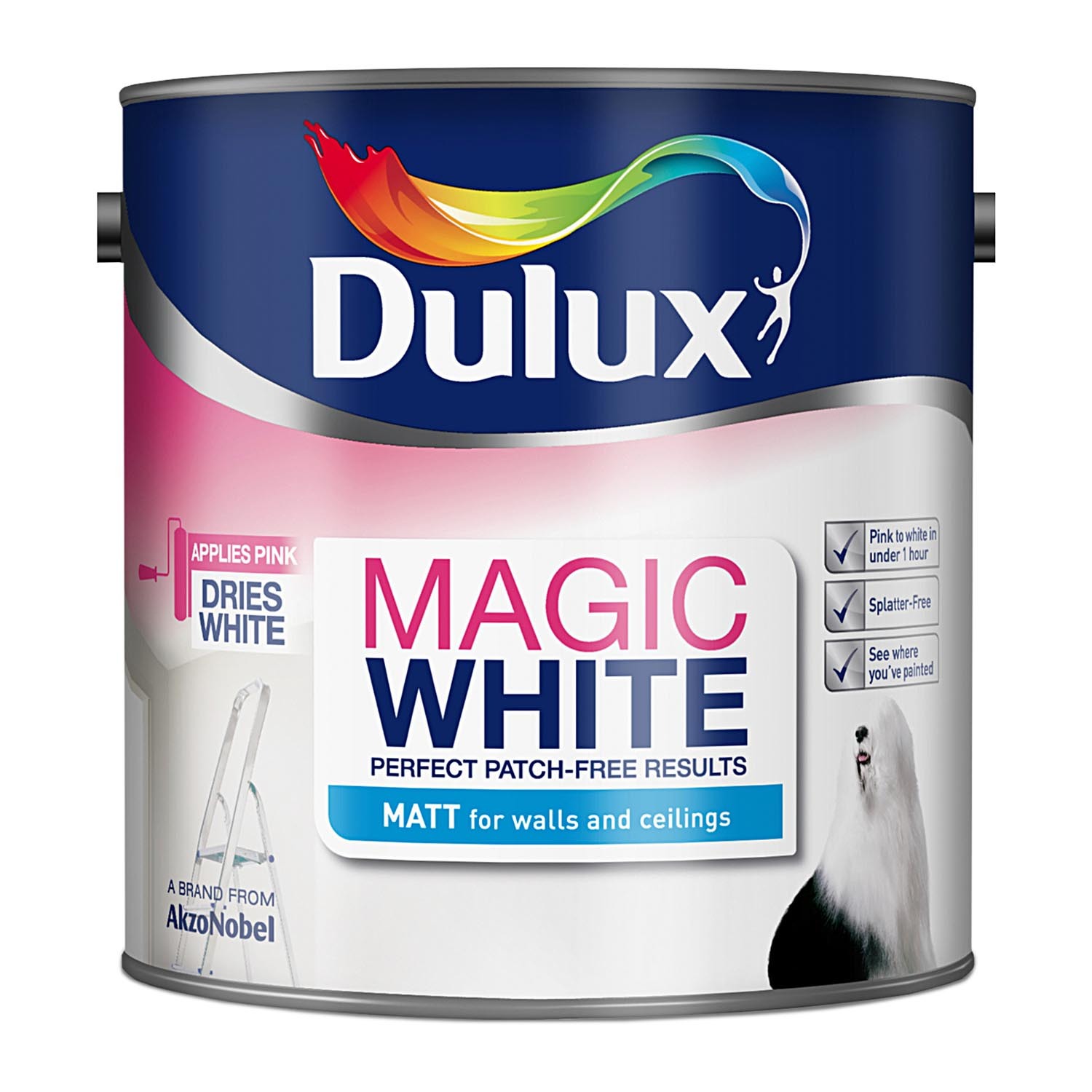 Dulux Magic White Silk Emulsion Paint 2.5L Image 2