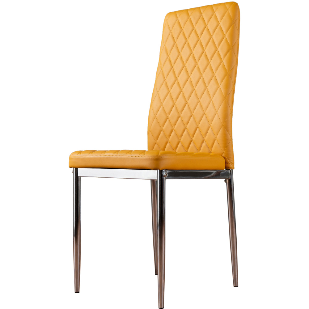 Furniturebox Valera Set of 4 Mustard Yellow and Chrome Faux Leather Dining Chair Image 2