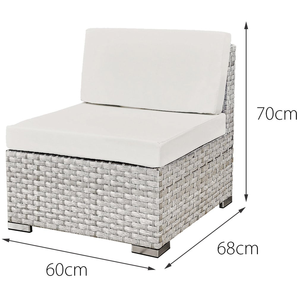 Oseasons Trinidad 8 Seater Dove Grey and White Cushion Deluxe Rattan GRC Firepit Modular Sofa Set Image 8