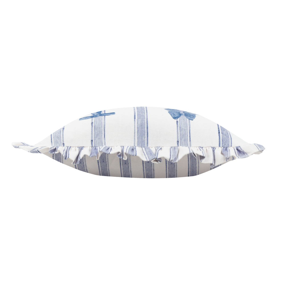 Furn Noortje Ruffle Bows Blue Cotton Reversible Cushion 43 x 43cm Image 4