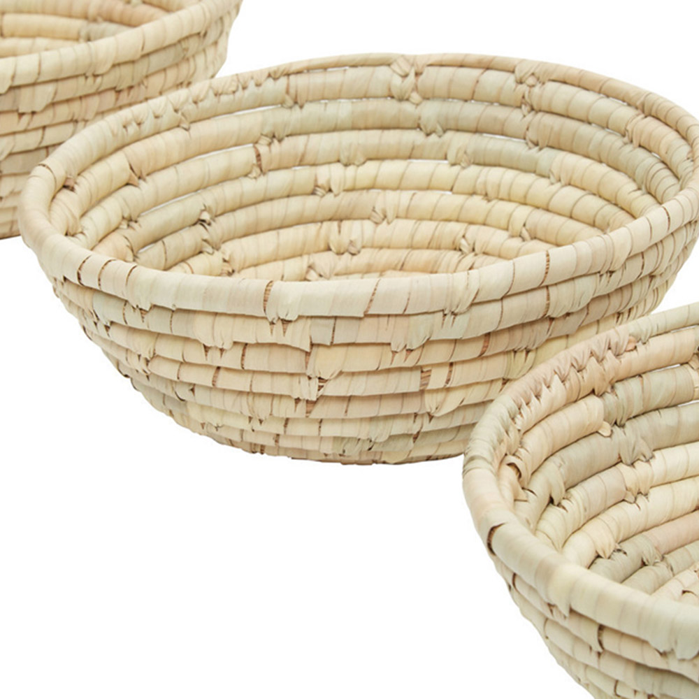 Premier Housewares Natural Round Palm Leaf Basket Set of 3 Image 6