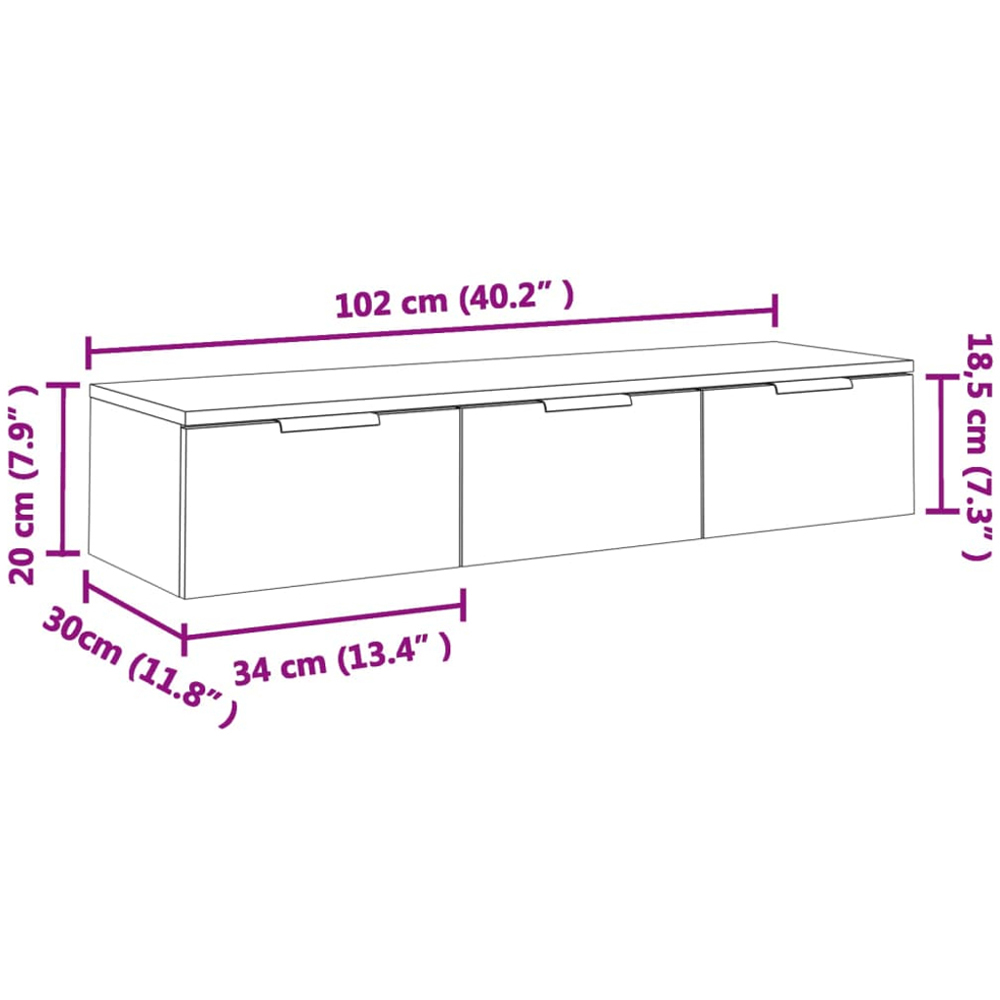 vidaXL 3 Drawer White Wall Cabinet Image 9