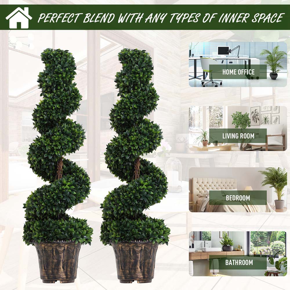 Outsunny Boxwood Spiral Tree Artificial Plant In Pot 4ft 2 Pack Image 4