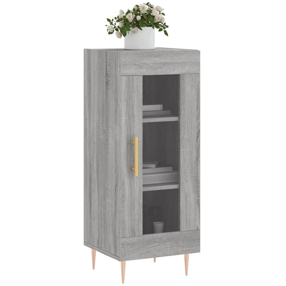 vidaXL Single Glass Door Grey Sonoma Wooden Sideboard Image 3
