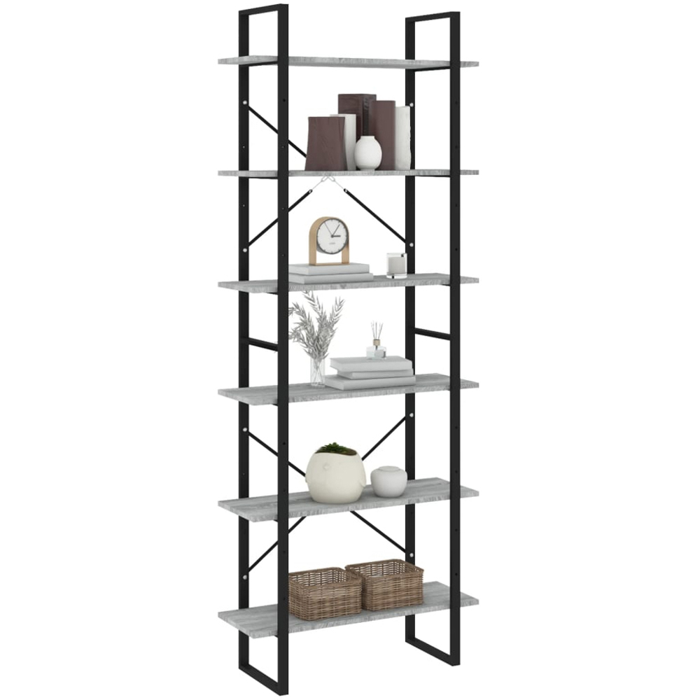 vidaXL 6 Shelf Grey Sonoma High Cabinet Image 3