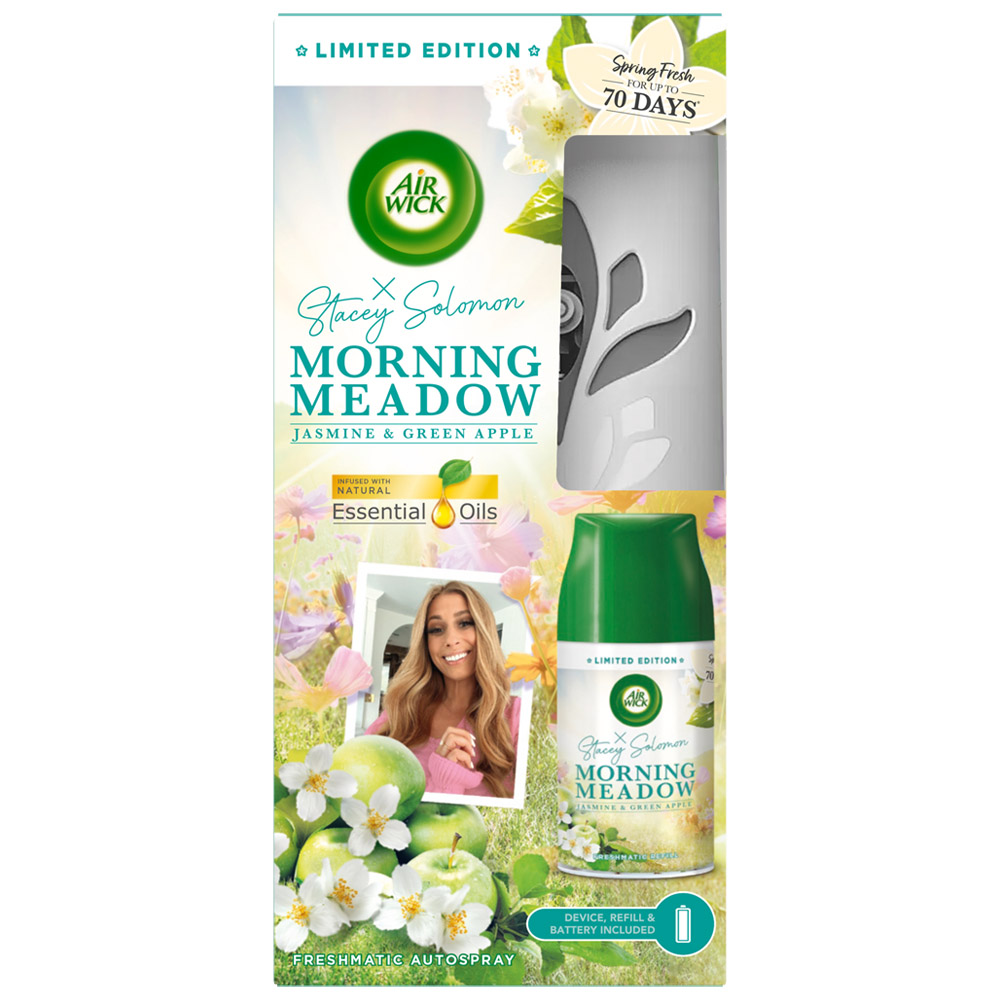 Air Wick x Stacey Solomon Morning Meadow Freshmatic Autospray Kit 250ml Image 1