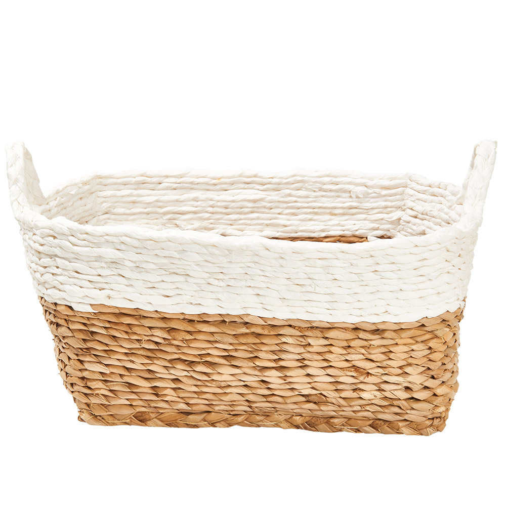 Wilko Large Rush Basket with White Trim Wilko