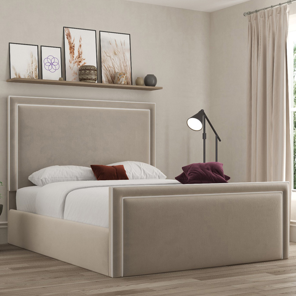 DS Living Verona Super King Size Bistra Beige Piping Bed Frame Image 1