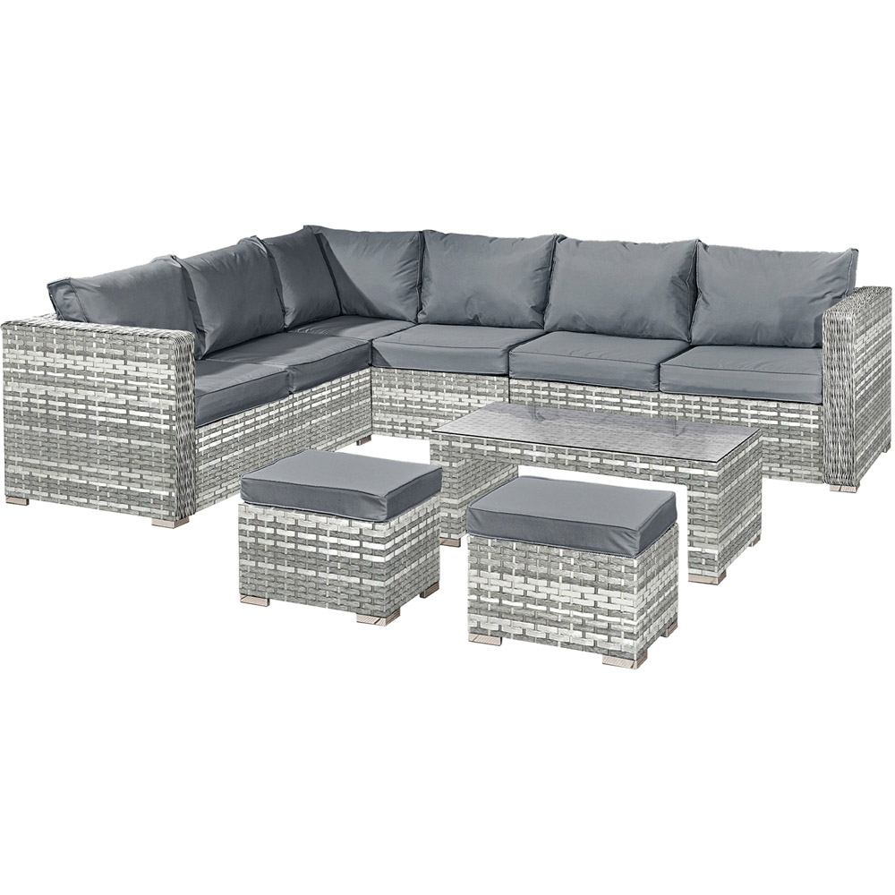 Oseasons Aruba 8 Seater Dove Grey Rattan Corner Sofa Set Image 2