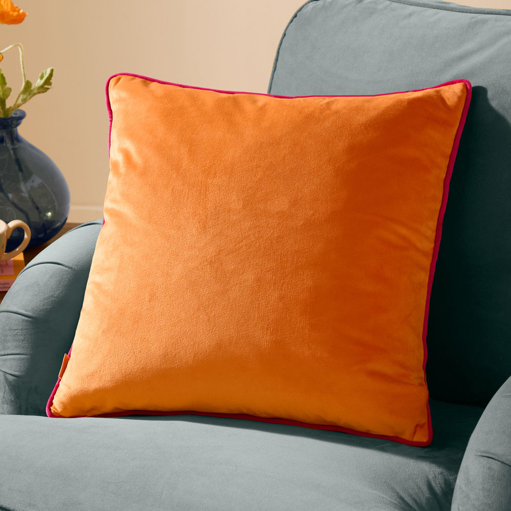 Furn Meridian Clementine and Hot Pink Velvet Cushion 45 x 45cm Image 2