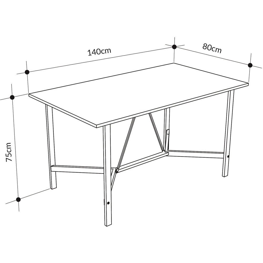 Decortie Dalma Black Wooden Dining Table with Black Metal Legs Image 8