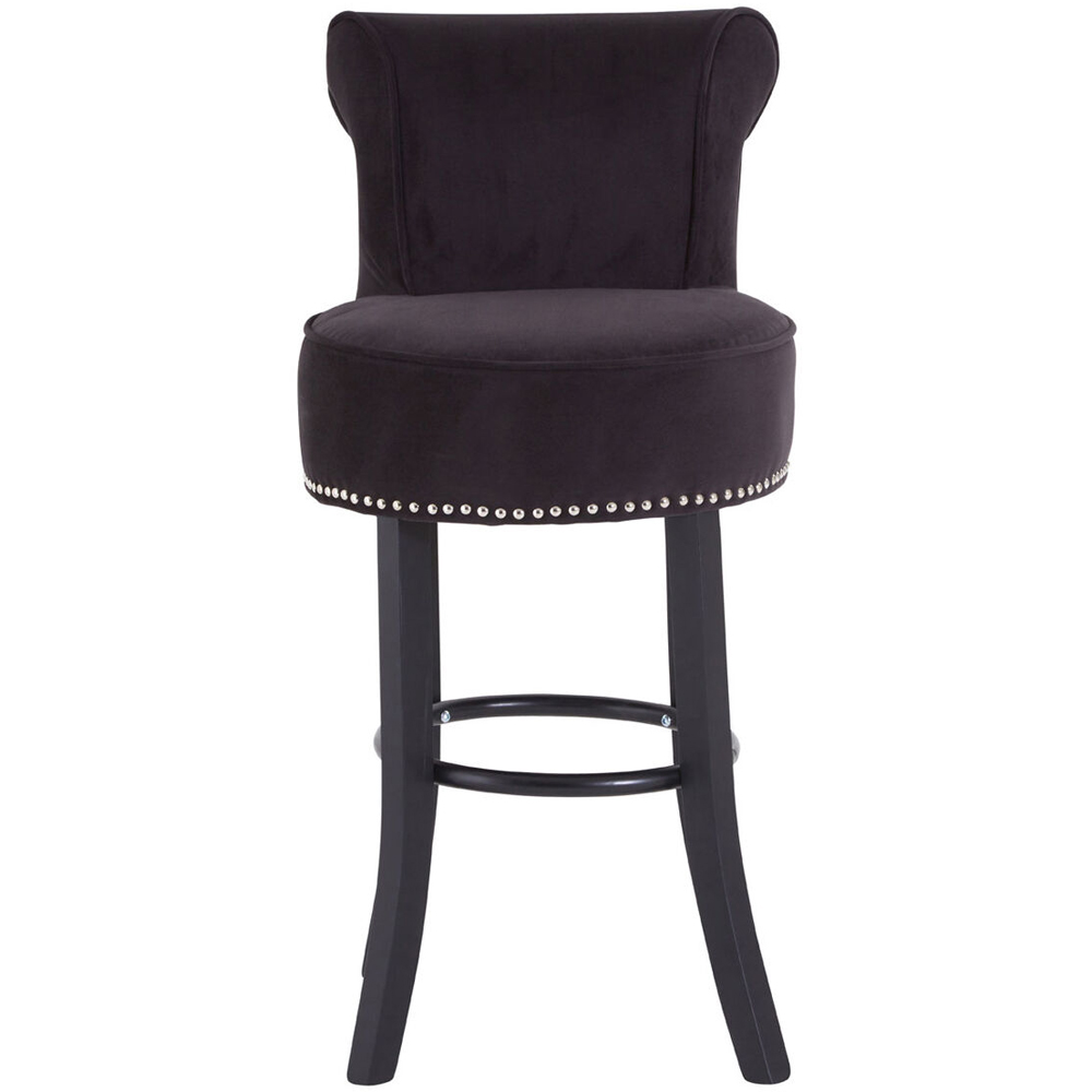 Premier Housewares Regents Park Black Velvet Bar Chair Image 2