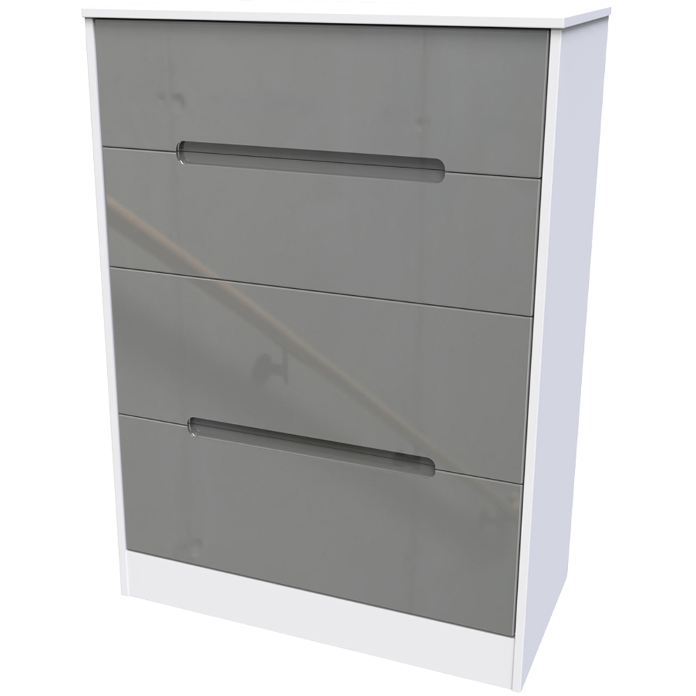 Crowndale Monaco 4 Drawer Grey Gloss and White Deep Chest of Drawers Ready Assembled Image 3