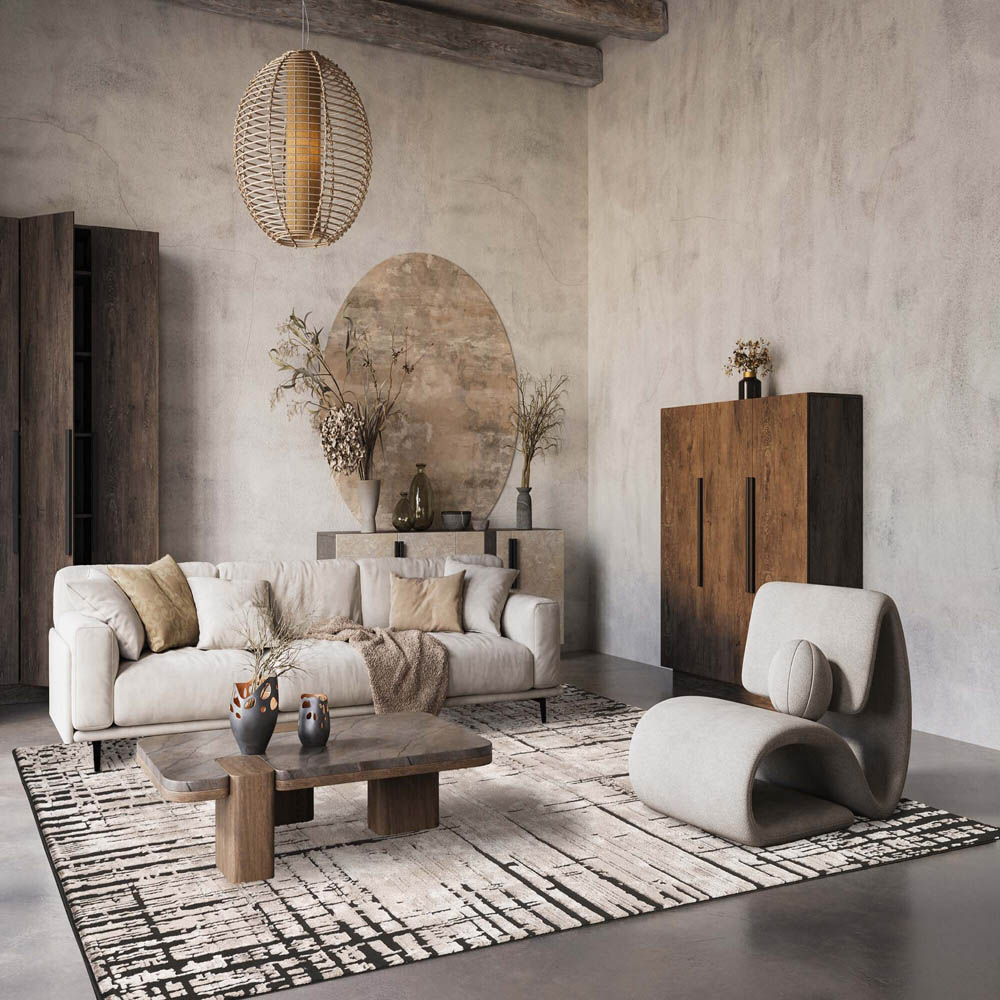 Desire Rugs Belgravia Metallic Sheen Nexus Design Mocha Rug 120 x 170cm Image 5