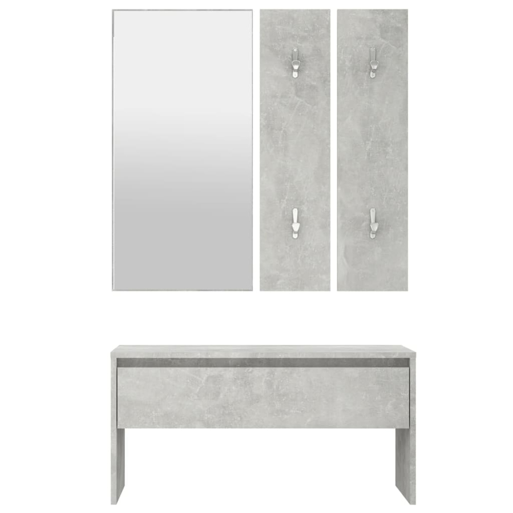 vidaXL 2 Piece Concrete Grey Hallway Furniture Set with Mirror Image 3