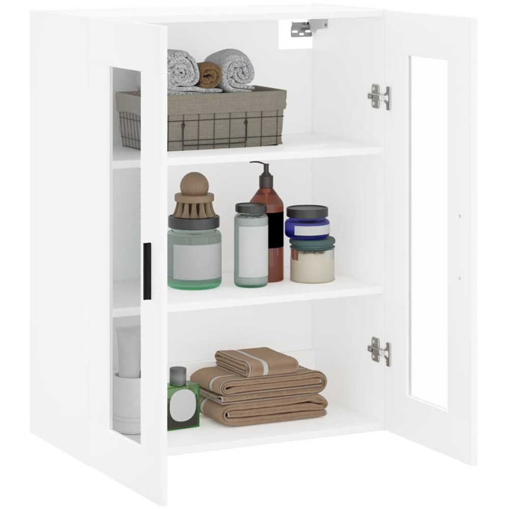 vidaXL 2 Glass Door White Wall Mounted Cabinet Image 5