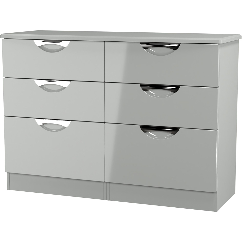 Crowndale Camden 6 Drawer Grey Gloss and Dusk Grey Wide Chest of Drawers Ready Assembled Image 4