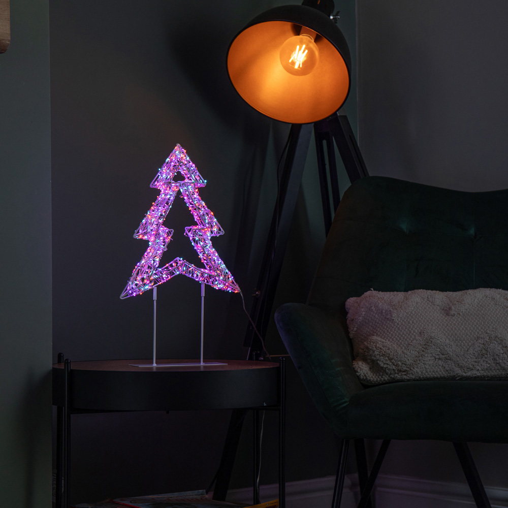 Samuel Alexander 720 Twinkling Rainbow LED Light-Up White Christmas Tree on Metal Stand 45cm Image 2