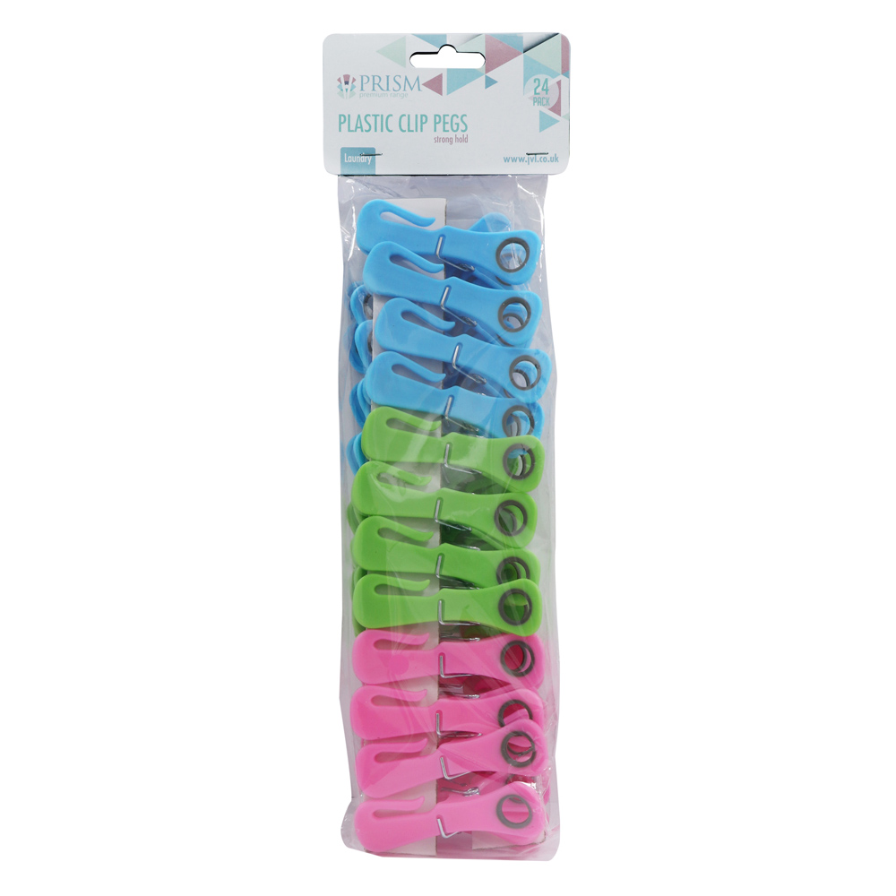 JVL Prism Plastic Clip Pegs and Peg Basket in Assorted Style 72 Pack Image 5
