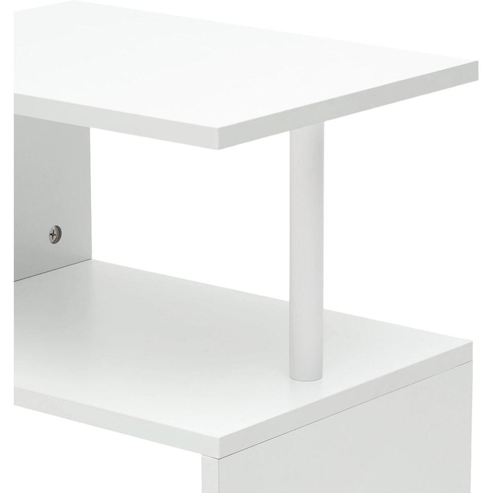 Living and Home 2 Shelf White S-Shaped Side Table Image 5