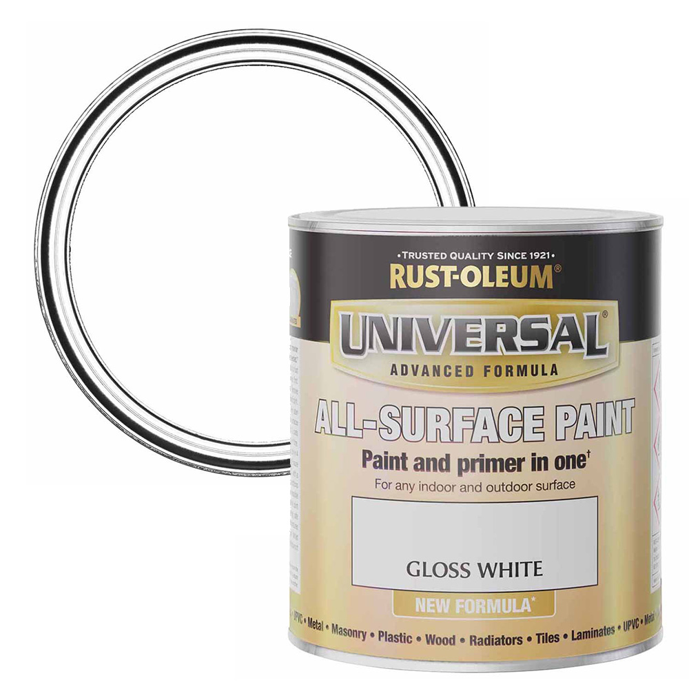 Rust-Oleum Universal Gloss White All Surface Paint 750ml Image 1