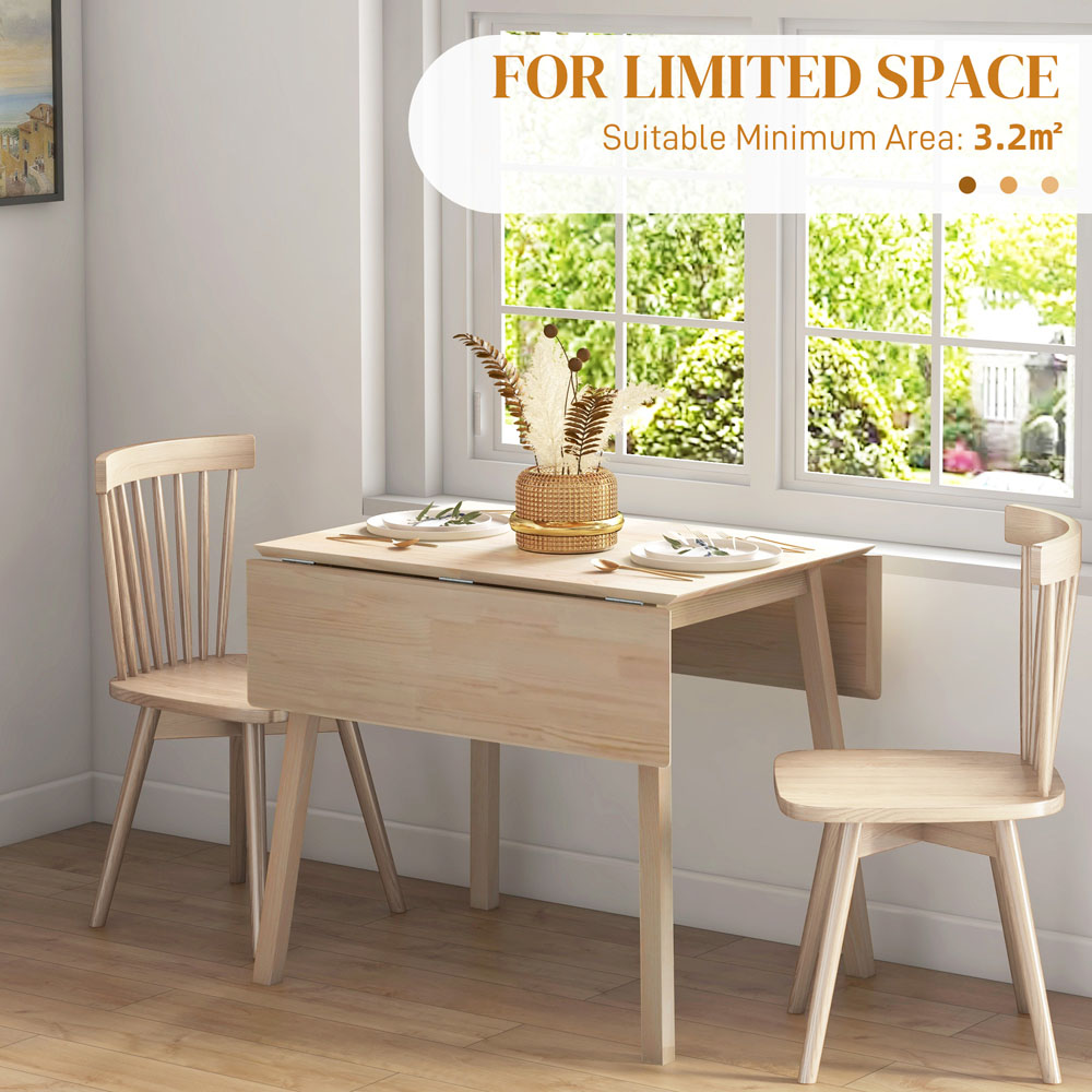 HOMCOM 4 Seater Natural Folding Drop Leaf Dining Table Image 8