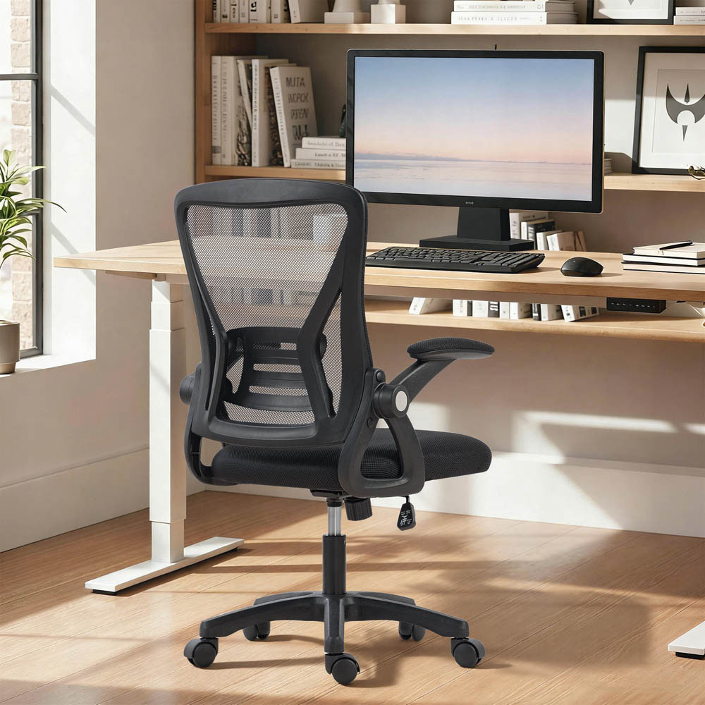 Portland Black Mesh Height Adjustable Office Chair with Lumbar Support Image 3