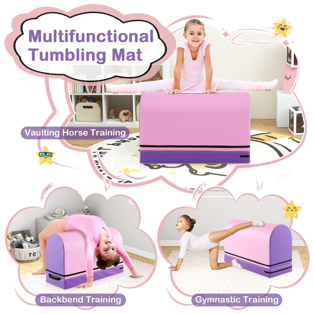 Costway Pink and Purple Detachable Mailbox Tumbling Mat Image 7