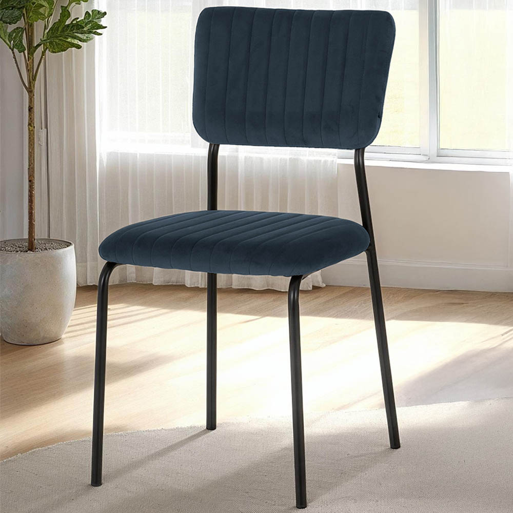 Seconique Sheldon Set of 4 Navy Blue Velvet Dining Chair Image 1