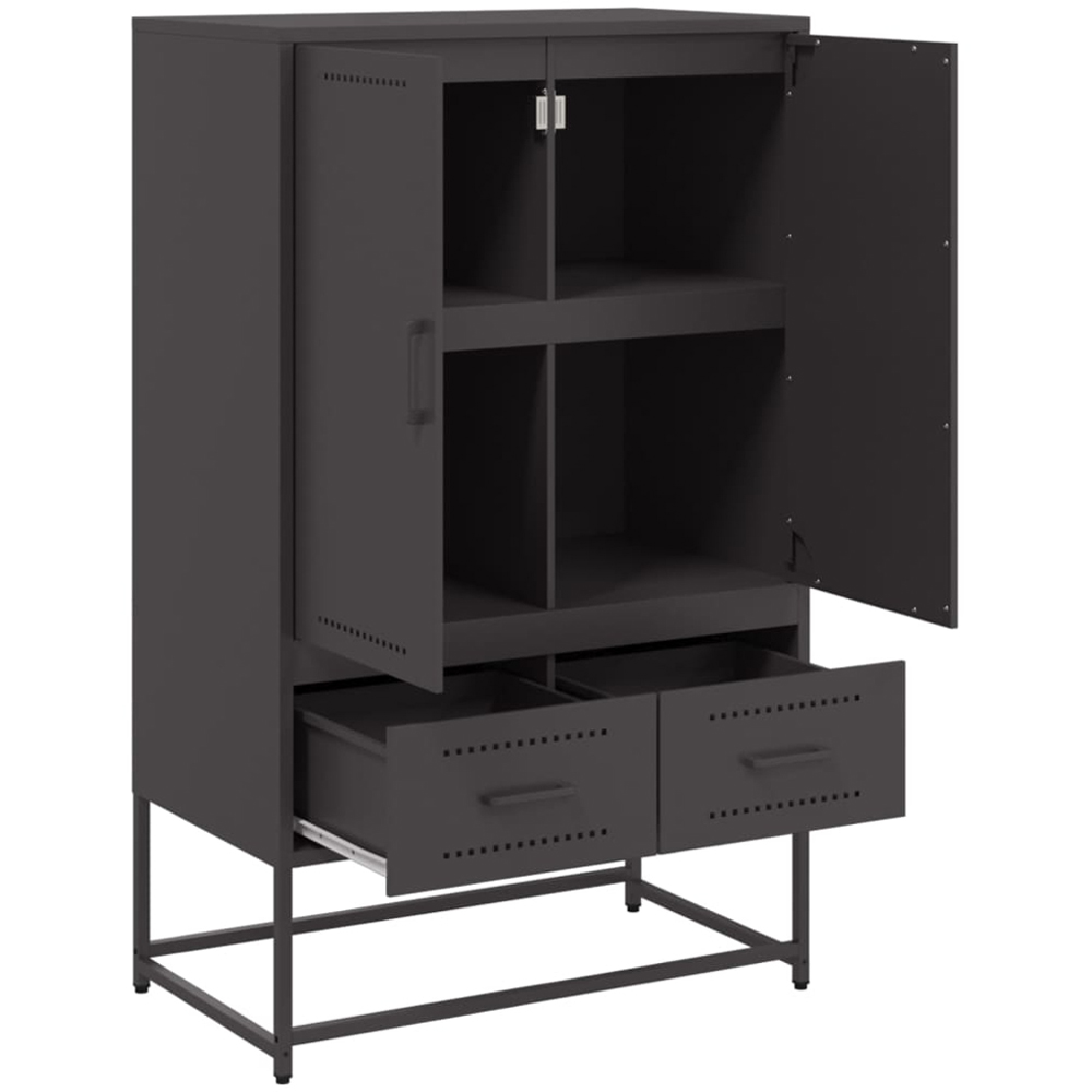 vidaXL 2 Door 2 Drawer Black Steel Highboard Image 8