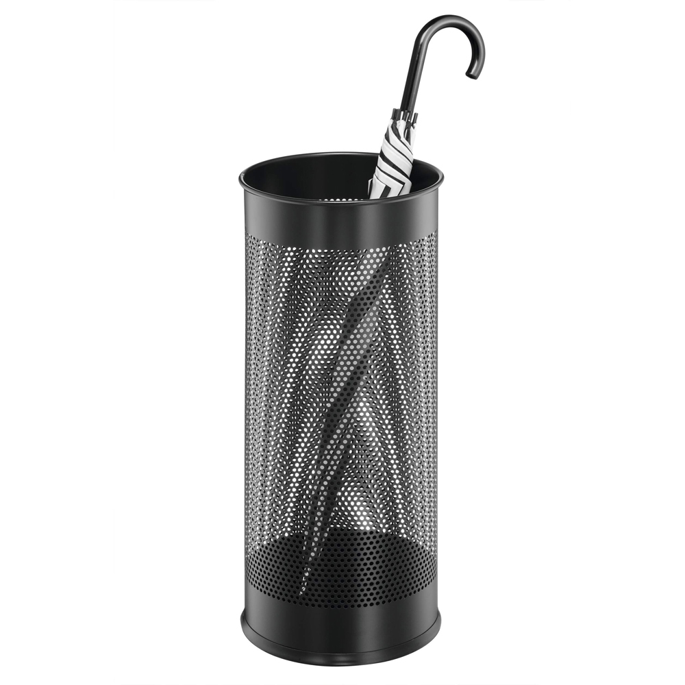 Durable Black Perforated Steel Umbrella Stand 29L Image 2